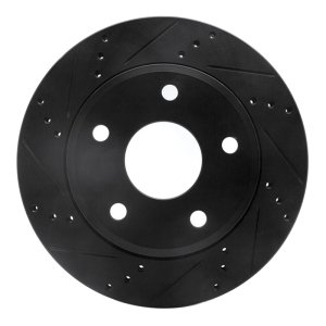 Dodge Dakota Brake Rotor (1) - Front Left - R1 Concepts - Drilled & Slotted - Black - `05-`11